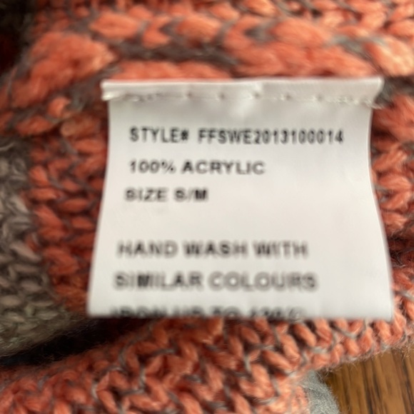 TOBI Orange Gray Cold Shoulder Sweater S/M - Picture 5 of 5